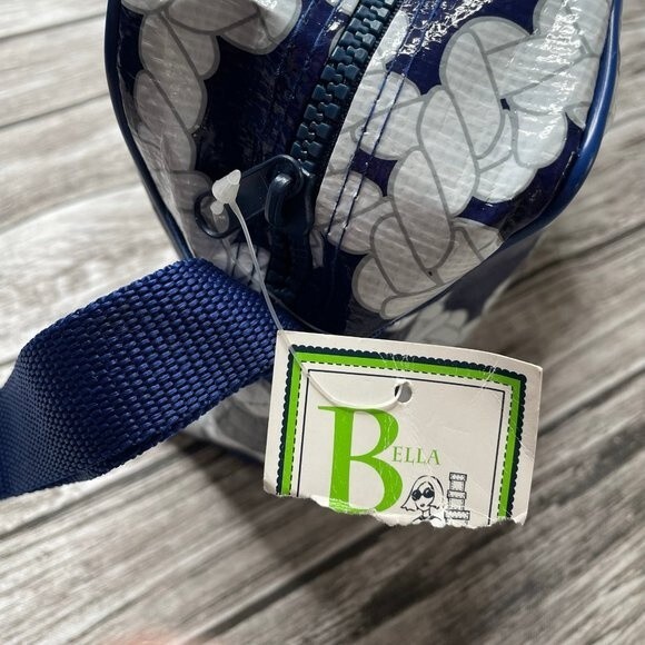 Bella Toiletry Bag Navy White Rope Knot Print Travel Cosmetic Case NWT - Picture 9 of 12